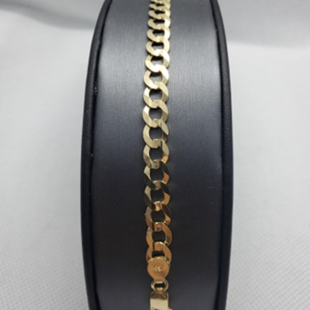 Solid 14 KT Gold Curb Link Men's Bracelet - Picture 3 of 6